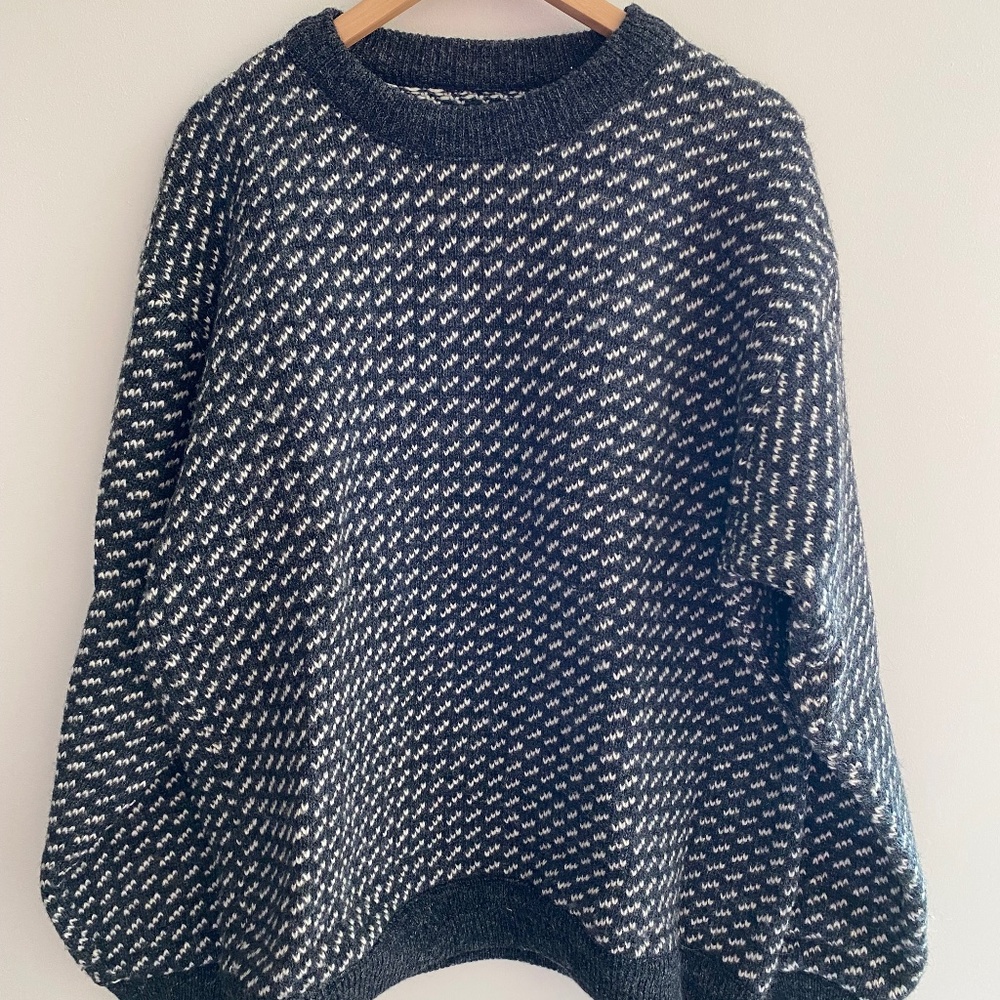 L.L. Bean Black and White Crewneck Sweater